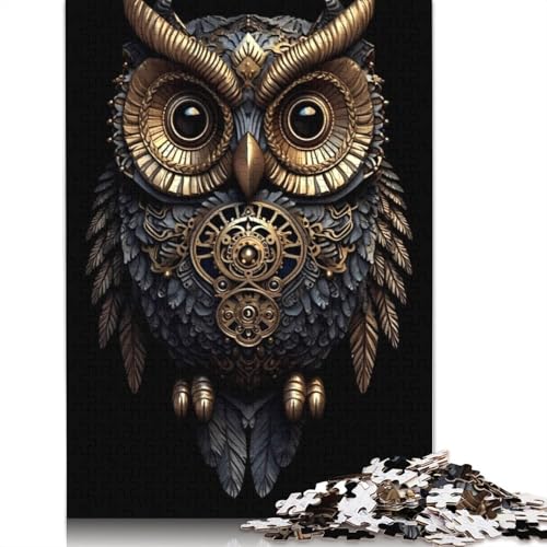 1000-teiliges Eulen-Gold-Puzzle, Schwierigkeitsgrad für Erwachsene, entspannendes Spiel, Spielzeug, 1000 Teile (38 x 26 cm) von TBDUEPS