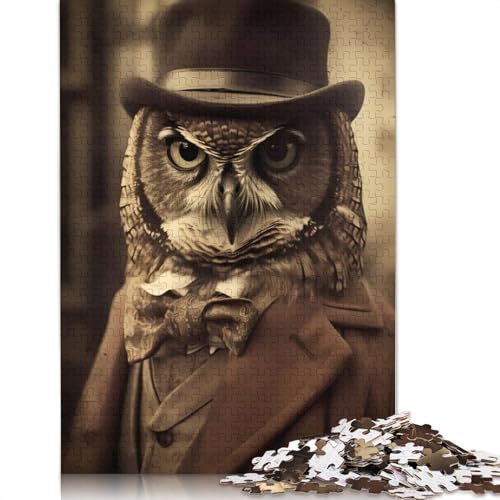 1000-teiliges Eulen-Vintage-Puzzle, Schwierigkeitsgrad, Lernspiele, Spielzeug, 1000 Stück (38 x 26 cm) von TBDUEPS