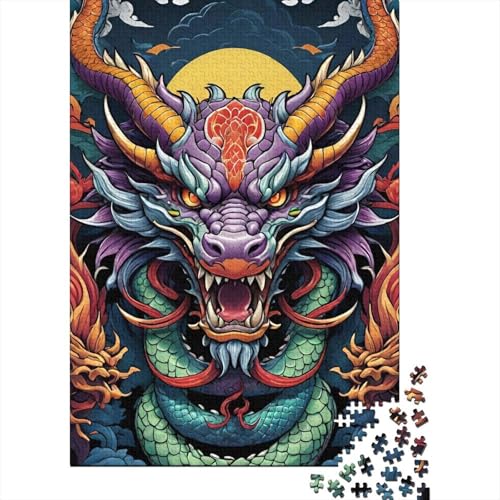 1000-teiliges Fantasy-Puzzle mit fliegendem Drachen für Erwachsene, Holzpuzzles, Puzzles für Erwachsene, Lernspiel, Herausforderungsspielzeug (38 x 26 cm) von TBDUEPS