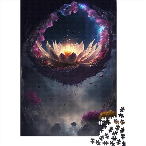 1000-teiliges Galaxy Art Lotus-Puzzle für Erwachsene Teenager, Holzpuzzles, nachhaltiges Puzzle für Erwachsene | Spiele 1000 Teile (38 x 26 cm) von TBDUEPS