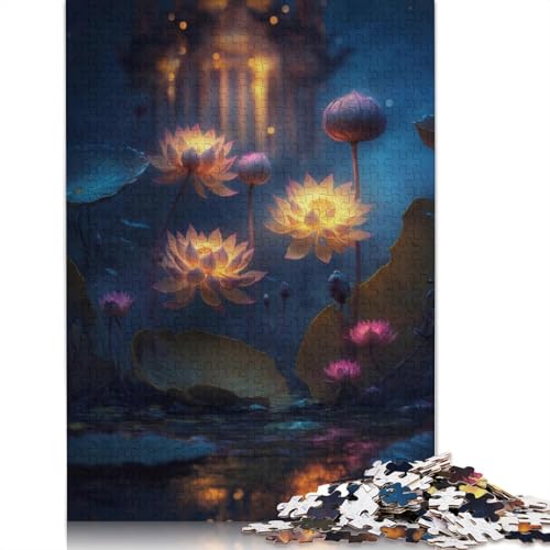 1000-teiliges Galaxy Art Lotus-Puzzle für Erwachsene und Teenager, Holzpuzzle, Lernspiel, Herausforderung, Spielzeug, Geburtstagsgeschenke, 1000 Stück (75 x 50 cm) von TBDUEPS