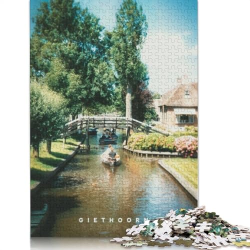 1000-teiliges Giethoorn-Puzzle für Erwachsene Teenager, Holzpuzzles für Erwachsene, Heimdekoration, Puzzlespielzeug, 1000 Stück (75 x 50 cm) von TBDUEPS