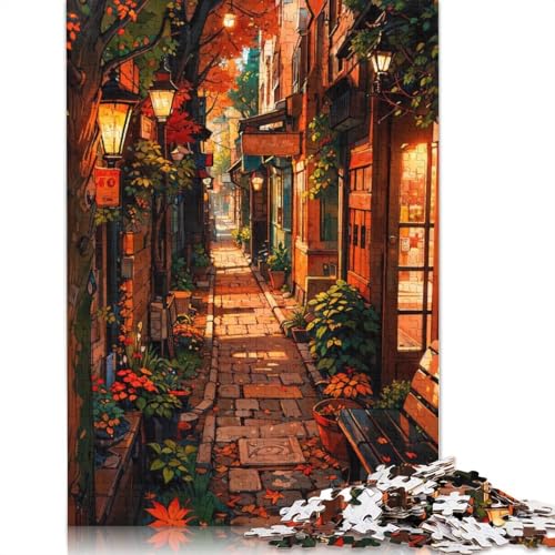 1000-teiliges Herbststraßen-Puzzle für Erwachsene und Teenager, Holzpuzzle für Erwachsene, Lernspiel, Herausforderungsspielzeug, 1000 Stück (75 x 50 cm) von TBDUEPS
