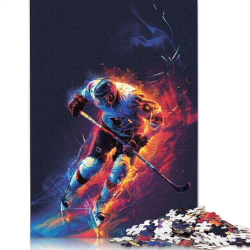 1000-teiliges Hockeyspieler-Puzzle für Erwachsene und Jugendliche, Lernspielzeug aus Holz, 1000 Teile (75 x 50 cm) von TBDUEPS