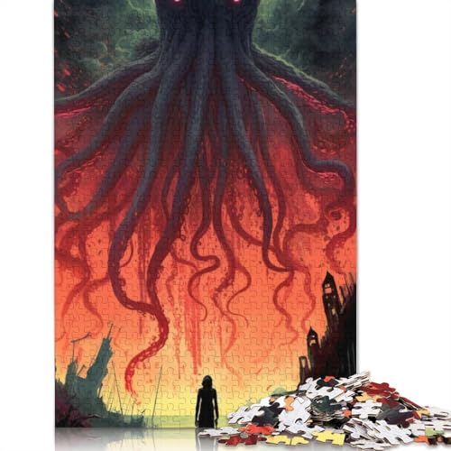 1000-teiliges Holzpuzzle mit Oktopus-Monster, Holzpuzzle für Erwachsene und Jugendliche ab 12 Jahren, 1000 Teile (75 x 50 cm) von TBDUEPS