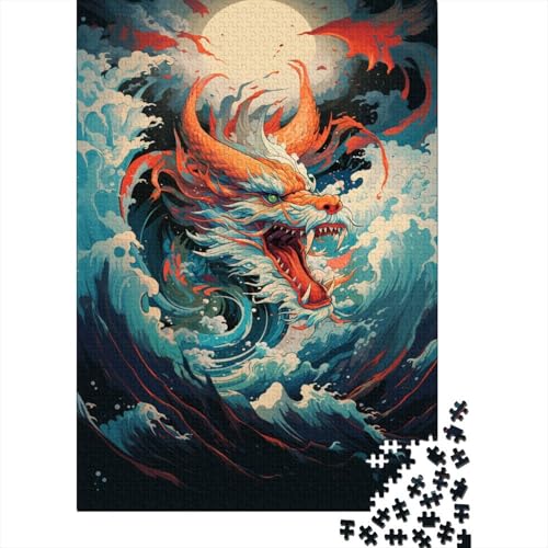 1000-teiliges Japanisches Drachen-Puzzle für Erwachsene, Puzzles, Lernspielzeug, 1000 Stück (38 x 26 cm) von TBDUEPS