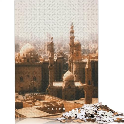 1000-teiliges Kairo-Puzzle für Erwachsene Teenager, Holzpuzzles für Erwachsene, Puzzles für Erwachsene, Lernspiel, Herausforderungsspielzeug, 1000 Stück (75 x 50 cm) von TBDUEPS