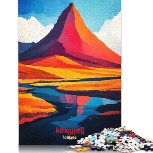 1000-teiliges Kirkjufell-Kunstposter-Puzzle für Erwachsene und Teenager. Holzpuzzle für Erwachsene, Lernspiel, Herausforderungsspielzeug, 1000 Stück (75 x 50 cm) von TBDUEPS