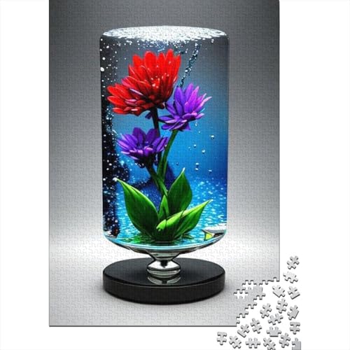 1000-teiliges Kunst-Blumen-Puzzle für Erwachsene und Jugendliche, Holzpuzzle, nachhaltiges Puzzle für Erwachsene, Spiele 1000 Teile (38 x 26 cm) von TBDUEPS