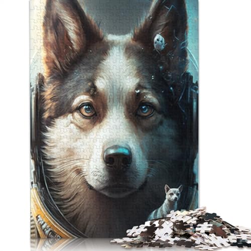 1000-teiliges Kunst-Hunde-Puzzle für Erwachsene und Teenager, Holzpuzzle, nachhaltiges Puzzle für Erwachsene, Spiele 1000 Teile (75 x 50 cm) von TBDUEPS