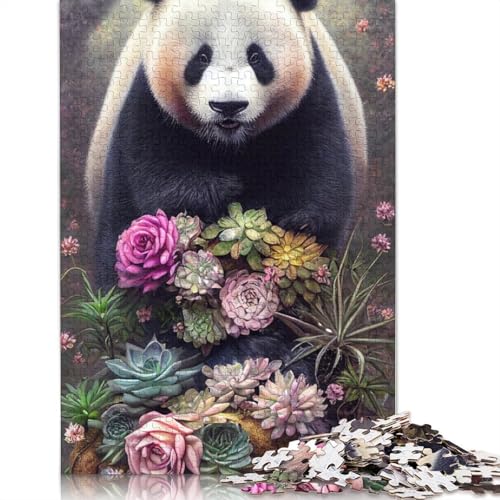 1000-teiliges Kunst-Puzzle „Blume mit Panda“ für Erwachsene und Teenager, 1000 Teile (75 x 50 cm) von TBDUEPS