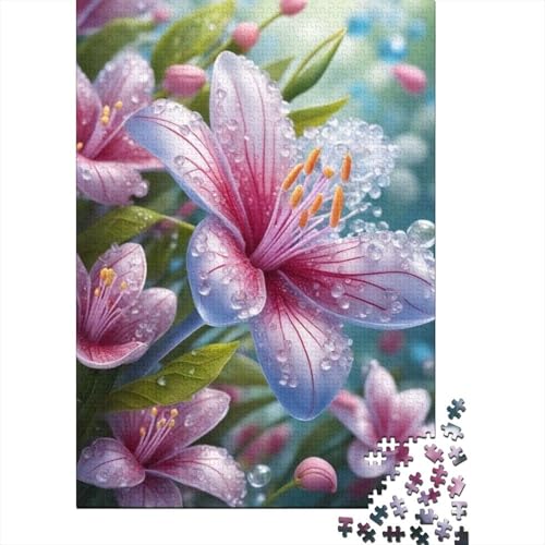 1000-teiliges Kunstblumen-Puzzle für Erwachsene, Holzpuzzle, Lernspiel für Erwachsene Teenager, 1000 Teile (38 x 26 cm) von TBDUEPS