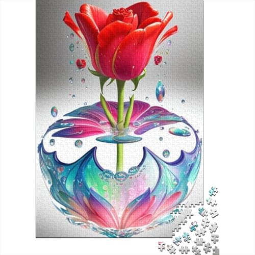 1000-teiliges Kunstblumen-Puzzle für Erwachsene, Holzpuzzle, Puzzle für Erwachsene, 1000 Teile (38 x 26 cm) von TBDUEPS