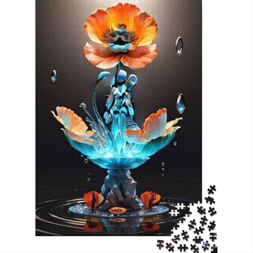 1000-teiliges Kunstblumen-Puzzle für Erwachsene, Holzpuzzle für Erwachsene, Lernspiel, Herausforderungsspielzeug, 1000 Teile (38 x 26 cm) von TBDUEPS
