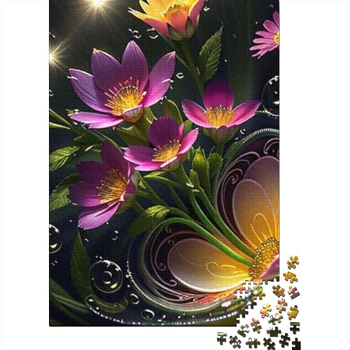 1000-teiliges Kunstblumen-Puzzle für Erwachsene, Holzpuzzle für Erwachsene und Jugendliche, Lernpuzzle, 1000 Teile (38 x 26 cm) von TBDUEPS