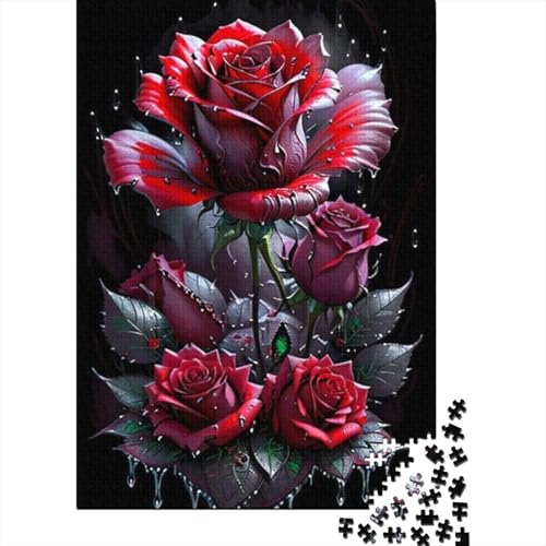 1000-teiliges Kunstblumen-Puzzle für Erwachsene, Holzpuzzles, Puzzles für Erwachsene, Lernspiel, Herausforderungsspielzeug, 1000 Stück (38 x 26 cm) von TBDUEPS