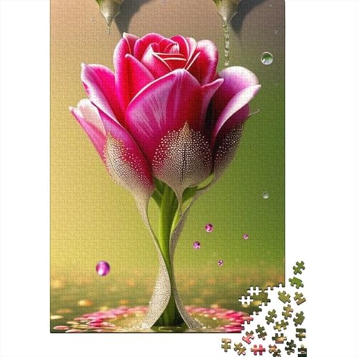 1000-teiliges Kunstblumen-Puzzle für Erwachsene, Holzpuzzles, Puzzles für Erwachsene, Lernspiel, Herausforderungsspielzeug, 1000 Stück (38 x 26 cm) von TBDUEPS