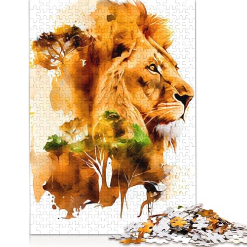 1000-teiliges Löwen-Puzzle, Schwierigkeitsgrad: Puzzle, Lernspiel, Spielzeug, 1000 Stück (75 x 50 cm) von TBDUEPS