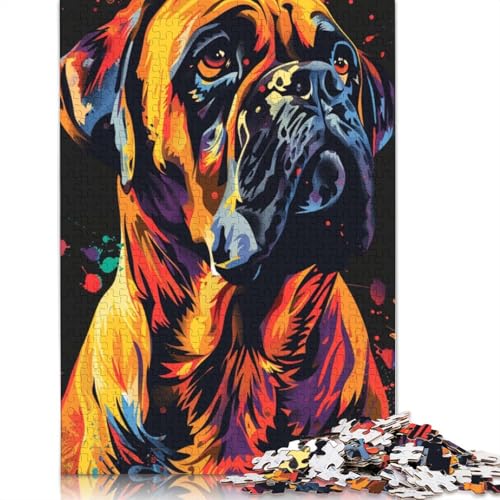 1000-teiliges Mastiff-Hundekunst-Puzzle für Erwachsene, Puzzle, Erwachsenen-Puzzle, Heimdekoration, Puzzle-Spielzeug, 1000 Stück (75 x 50 cm) von TBDUEPS