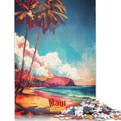 1000-teiliges Maui-Kunstposter für Erwachsene, schwierige Holzpuzzles, Puzzles für Erwachsene, Lernspiel, Herausforderungsspielzeug, 1000 Stück (75 x 50 cm) von TBDUEPS