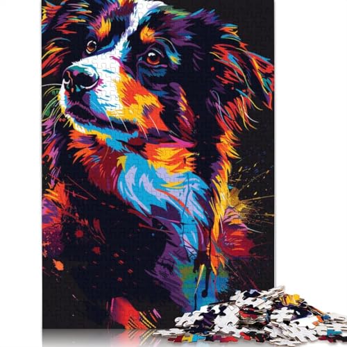 1000-teiliges Miniatur-Puzzle mit amerikanischem Schäferhund, für Erwachsene und Teenager, Holzpuzzle, 1000 Stück (75 x 50 cm) von TBDUEPS