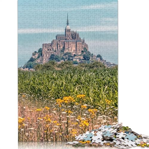 1000-teiliges Mont-Saint-Michel-Poster-Puzzle für Erwachsene, Holzpuzzles für Familienunterhaltungsspielzeug, 1000 Stück (75 x 50 cm) von TBDUEPS