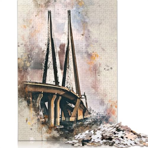 1000-teiliges Mumbai-Indien-Aquarell-Puzzle für Erwachsene, Holzpuzzles für Familienunterhaltungsspielzeug, 1000 Stück (75 x 50 cm) von TBDUEPS