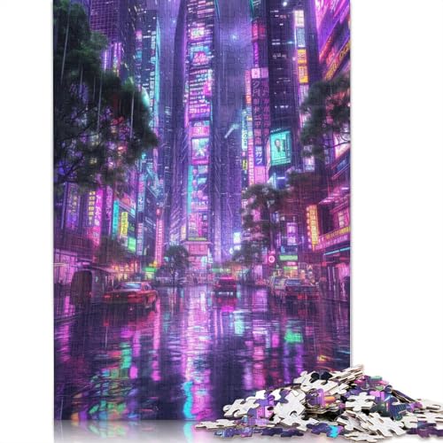 1000-teiliges Neon City-Puzzle für Erwachsene, Puzzle, Lernspiel, Herausforderungsspielzeug, 1000 Stück (75 x 50 cm) von TBDUEPS