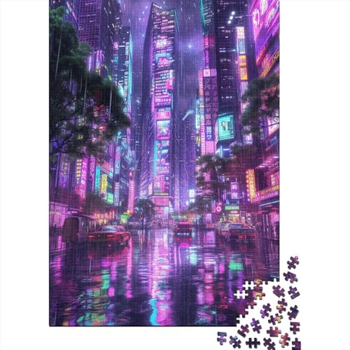 1000-teiliges Neon City-Puzzle für Erwachsene und Teenager, Lernspiele für zu Hause, DIY-Spielzeug, 1000 Stück (38 x 26 cm) von TBDUEPS