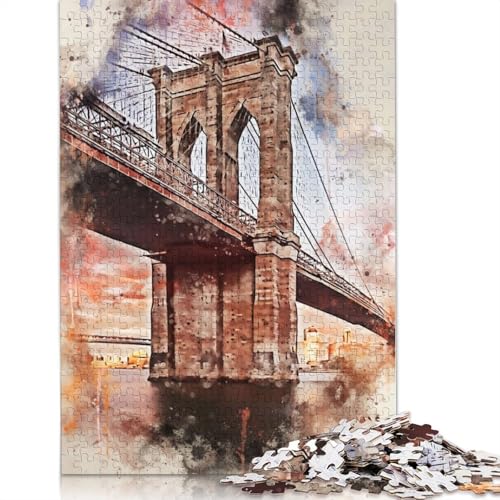 1000-teiliges New York in Aquarell-Puzzle für Erwachsene Teenager, Puzzle für Erwachsene, Lernspiel für Erwachsene, 1000 Teile (75 x 50 cm) von TBDUEPS