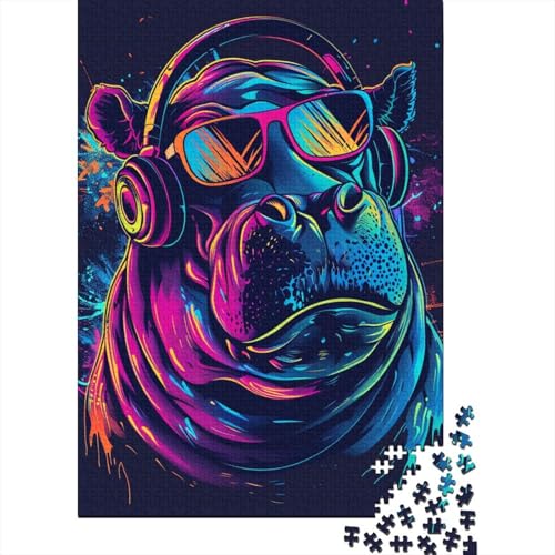 1000-teiliges Nilpferd-Puzzle mit Kopfhörern für Erwachsene, Puzzle, Lernspiel, Herausforderungsspielzeug, 1000 Stück (38 x 26 cm) von TBDUEPS