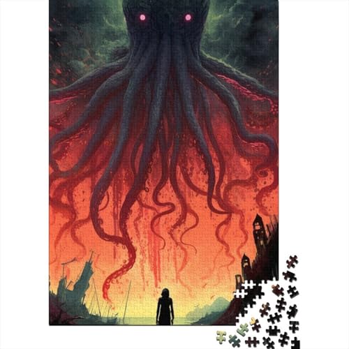 1000-teiliges Oktopus-Monster-Puzzle für Erwachsene, Holzpuzzle, Puzzle für Erwachsene, 1000 Teile (38 x 26 cm) von TBDUEPS