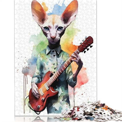 1000-teiliges Peterbald-Katzen-Puzzle, Schwierigkeitsgrad für Erwachsene, Lernspielzeug, Spiele, Familiendekoration, 1000 Stück (38 x 26 cm) von TBDUEPS