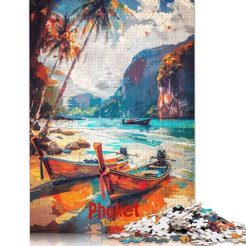 1000-teiliges Phuket-Kunstposter-Puzzle für Erwachsene, Puzzles für Erwachsene und Teenager, für Erwachsene, ab 14 Jahren, 1000 Teile (75 x 50 cm) von TBDUEPS