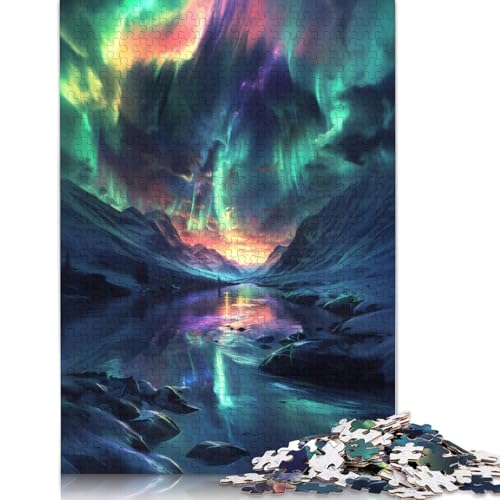1000-teiliges Puzzle „Aurora Borealis über Schnee“ für Erwachsene und Teenager, Holzpuzzle, Lernspiel, Herausforderung, Spielzeug, Geburtstagsgeschenke, 1000 Stück (75 x 50 cm) von TBDUEPS