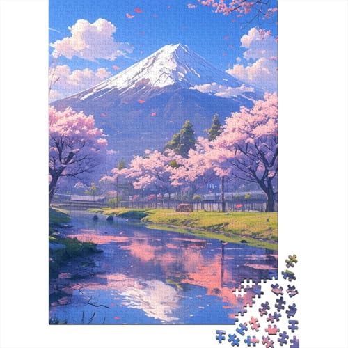 1000-teiliges Puzzle „Bergdorf bei Sonnenuntergang“ für Erwachsene, Holzpuzzle für Erwachsene und Jugendliche, Lernpuzzle, 1000 Teile (38 x 26 cm) von TBDUEPS