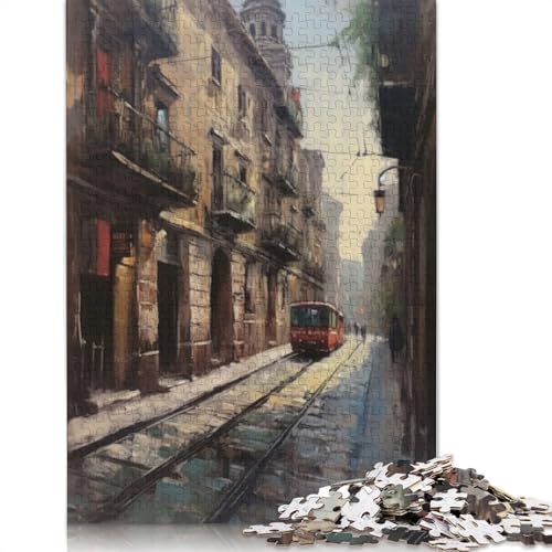 1000-teiliges Puzzle „Bunte Straße“ von Barcelona für Erwachsene, Holzpuzzle für Teenager, Lernspielzeug, 1000 Teile (75 x 50 cm) von TBDUEPS