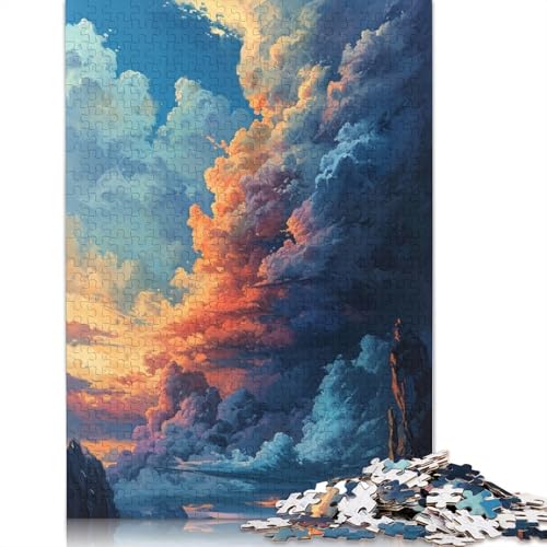 1000-teiliges Puzzle „Bunter Himmel mit Wolken“ für Erwachsene, Holzpuzzle für Erwachsene, für Familienspaß und Spieleabend, 1000 Teile (75 x 50 cm) von TBDUEPS