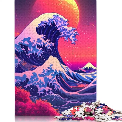 1000-teiliges Puzzle „Die große Welle vor Kanagawa“ für Erwachsene, Holzpuzzle, Lernspiel für Erwachsene Teenager, 1000 Teile (75 x 50 cm) von TBDUEPS