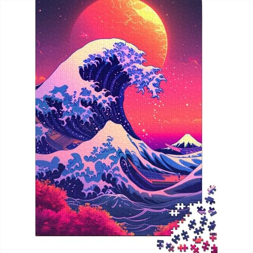 1000-teiliges Puzzle „Die große Welle vor Kanagawa“ für Erwachsene, Puzzle, Puzzles für Erwachsene, einzigartige Heimdekoration und Geschenke, 1000 Teile (38 x 26 cm) von TBDUEPS