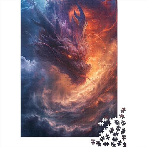 1000-teiliges Puzzle „Drachen in den Wolken“ für Erwachsene, Holzpuzzles, Puzzles für Erwachsene, Lernspiel, Herausforderungsspielzeug (38 x 26 cm) von TBDUEPS