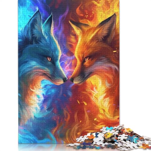 1000-teiliges Puzzle „EIS und Feuerfuchs“ für Erwachsene, Holzpuzzle, Lernspiel für Erwachsene Teenager, 1000 Teile (75 x 50 cm) von TBDUEPS