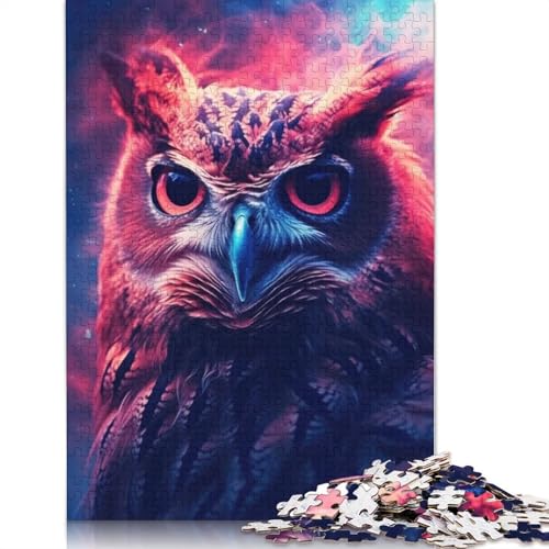 1000-teiliges Puzzle „Eule, Nacht, Galaxie“, Schwierigkeitsgrad, Lernspiele, Spielzeug, 1000 Stück (75 x 50 cm) von TBDUEPS