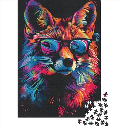 1000-teiliges Puzzle „Fuchs mit Sonnenbrille“ für Erwachsene und Teenager. Holzpuzzle für Familienspaß und Spieleabende. 1000 Teile (38 x 26 cm) von TBDUEPS