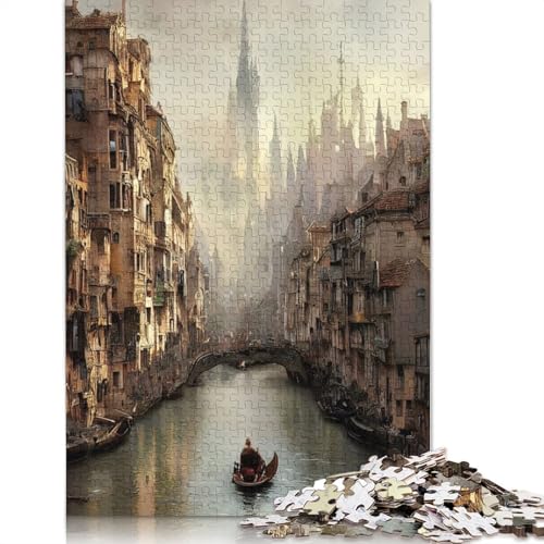 1000-teiliges Puzzle „Gondeln in Venedig“ für Erwachsene, Holzpuzzle für Erwachsene, Lernspiel, Herausforderungsspielzeug, 1000 Stück (75 x 50 cm) von TBDUEPS