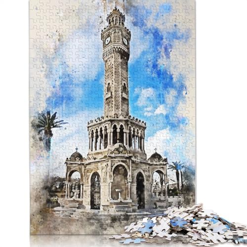 1000-teiliges Puzzle „Izmir in Aquarell“ für Erwachsene, Holzpuzzles für Erwachsene und Jugendliche ab 12 Jahren, 1000 Teile (75 x 50 cm) von TBDUEPS
