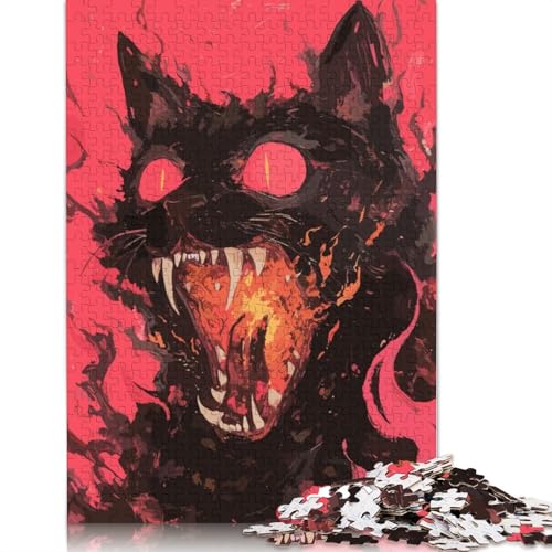 1000-teiliges Puzzle „Katze in Flammen“, Schwierigkeitsgrad, Lernspiele, Spielzeug, 1000 Teile (38 x 26 cm) von TBDUEPS