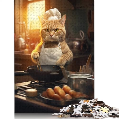 1000-teiliges Puzzle „Katze kocht Küche“, Schwierigkeitsgrad für Erwachsene, Lernspielzeug, Spiele, Familiendekoration, 1000 Stück (75 x 50 cm) von TBDUEPS