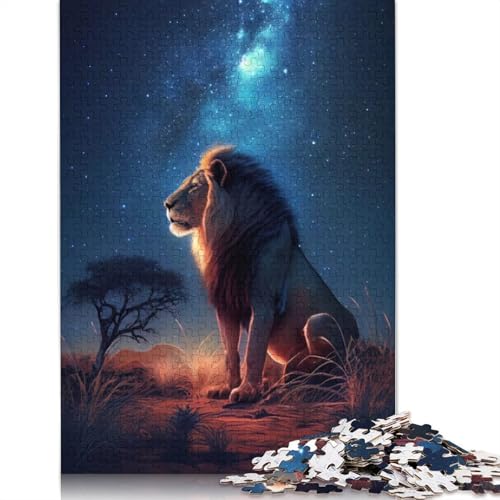 1000-teiliges Puzzle „Löwe unter der Milchstraße“, Schwierigkeitsgrad, Lernspiele, Spielzeug, 1000 Teile (75 x 50 cm) von TBDUEPS