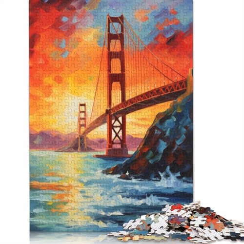 1000-teiliges Puzzle „Majestätisches Golden Gate“ für Erwachsene Teenager. Holzpuzzle für Erwachsene, Lernspiel, Herausforderungsspielzeug, 1000 Stück (75 x 50 cm) von TBDUEPS